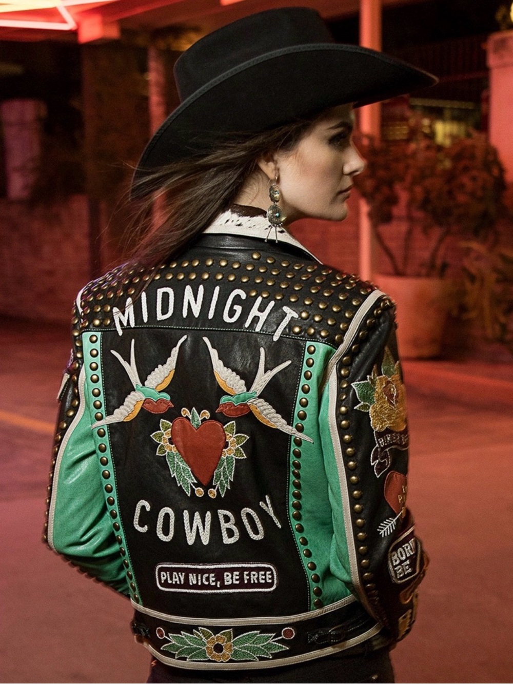Double D Ranch Midnight Cowboy studded Embroidered Leather
Biker Jacket RTL 1295